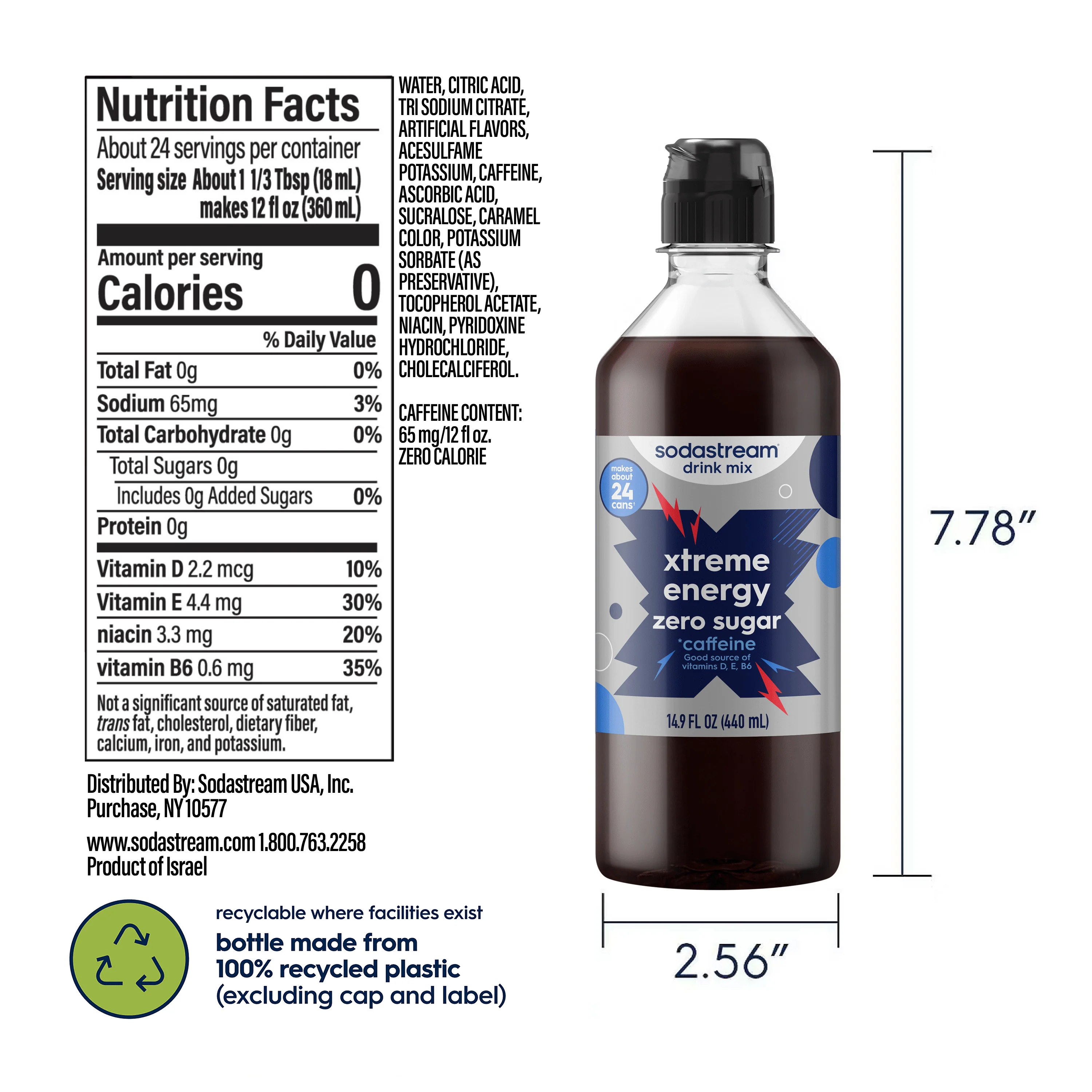 Sodastream Classics® Xtreme Energy Zero Sugar Drink Mix 4 Pack 440ml - Image 5