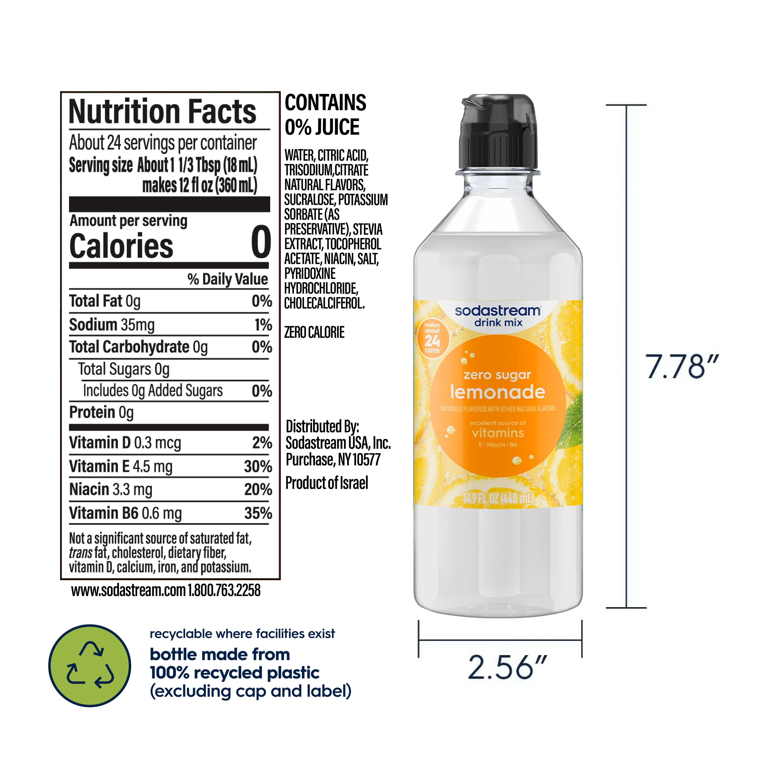 Sodastream Classics® Lemonade Zero Sugar Drink Mix 4 Pack 440ml - Image 6