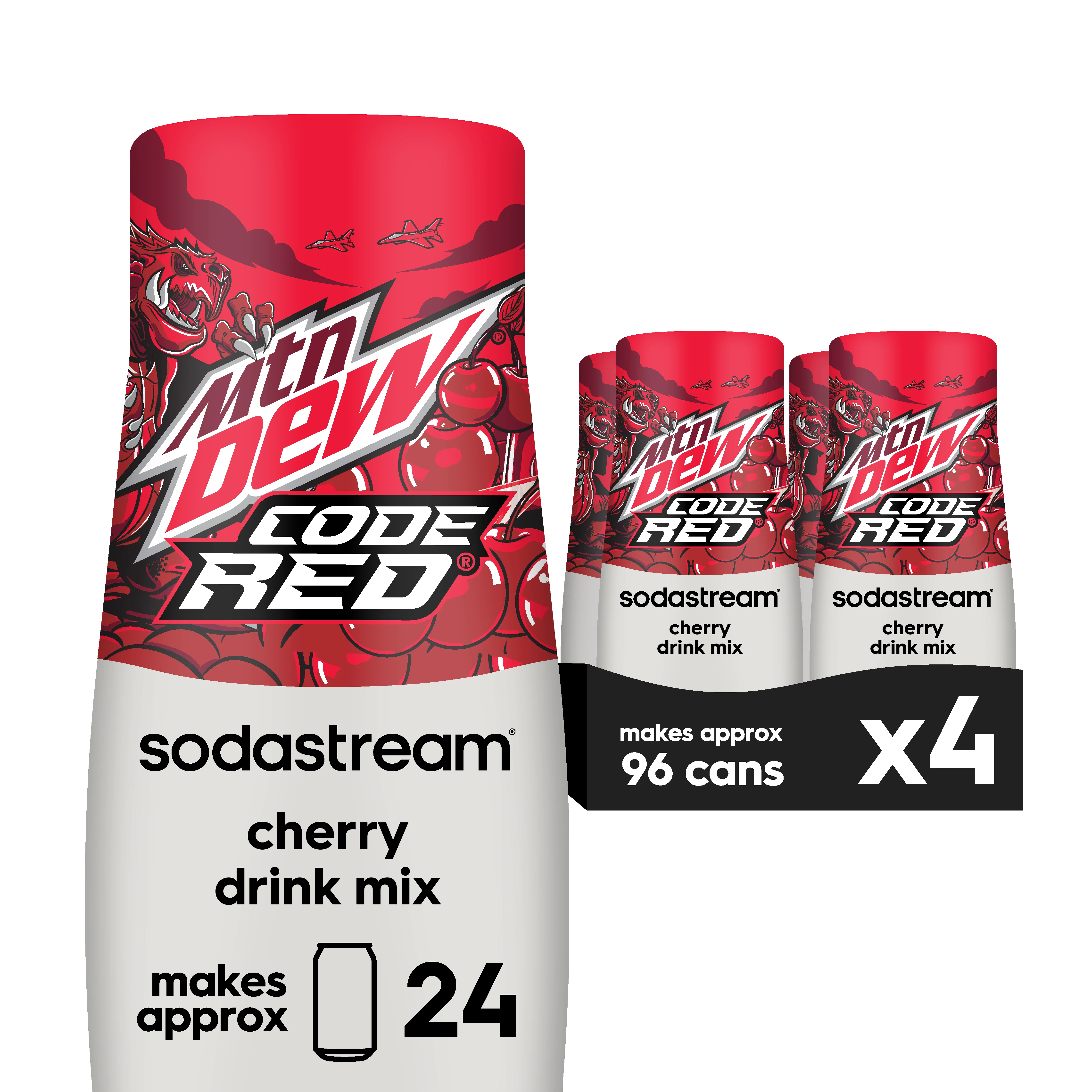 Sodastream MTN DEW Code Red Cherry Drink Mix 4 Pack 440ml- final sale