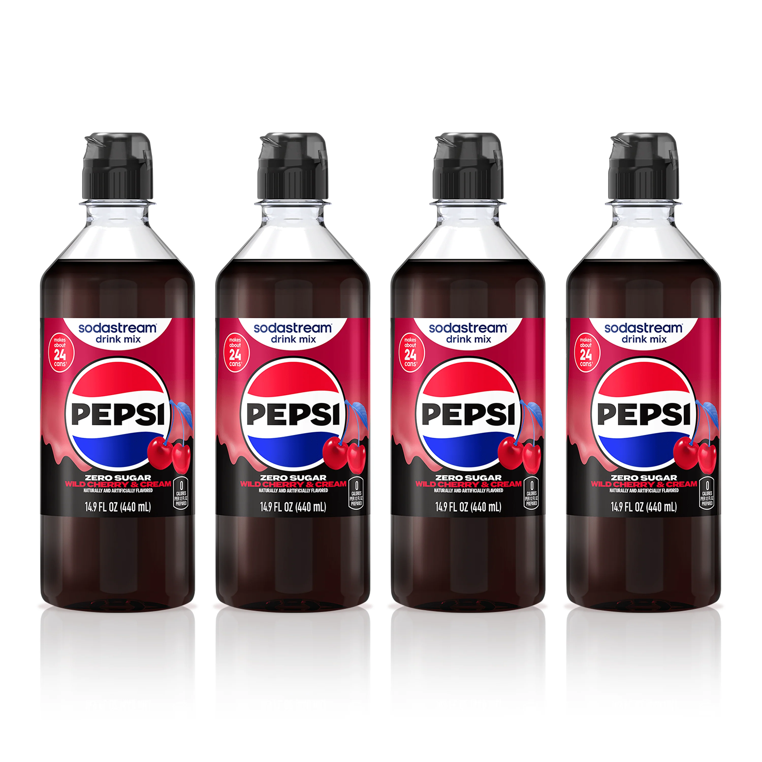 Sodastream PepsiĀ® Wild Cherry & Cream Zero Sugar 4 Pack Drink Mix 4 x 440ml