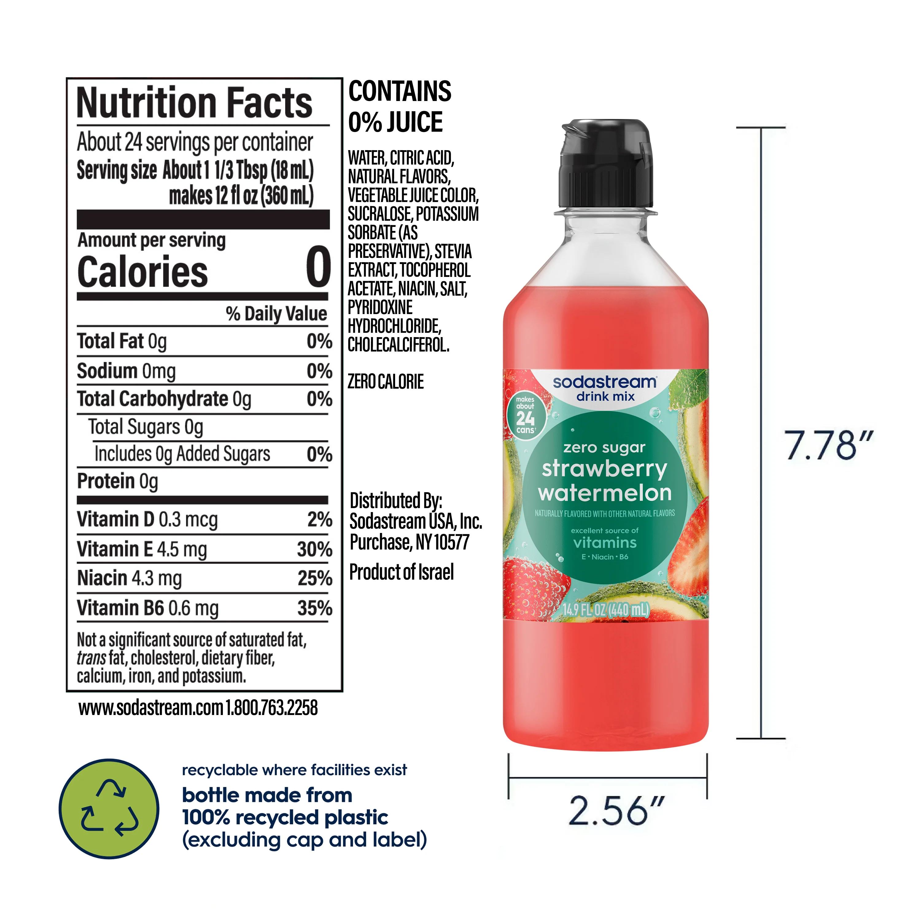Sodastream Classics® Strawberry & Watermelon Zero Sugar Drink Mix 440ml - Image 6